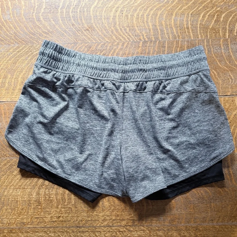 Avia Gray Two-Layer Athletic Shorts with Black Liner